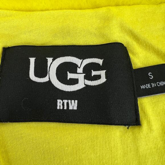 UGG Elaina Faux Fur Bomber Jacket Leopard Yellow Brown Size S - Picture 9 of 13